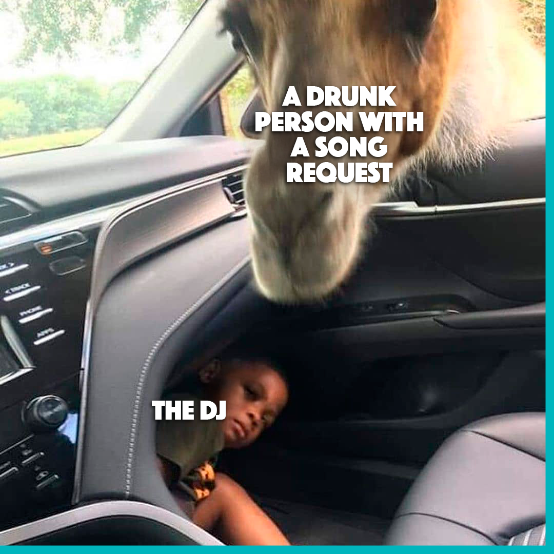 DJ effects | drunk song request meme