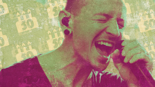 Chester Bennington singing passionately on stage with microphone, Linkin Park vocalist tribute image