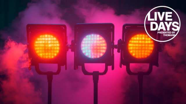 Three LED PAR stage lights with colorful beams and smoke, illustrating how to build your first lighting setup for live performance