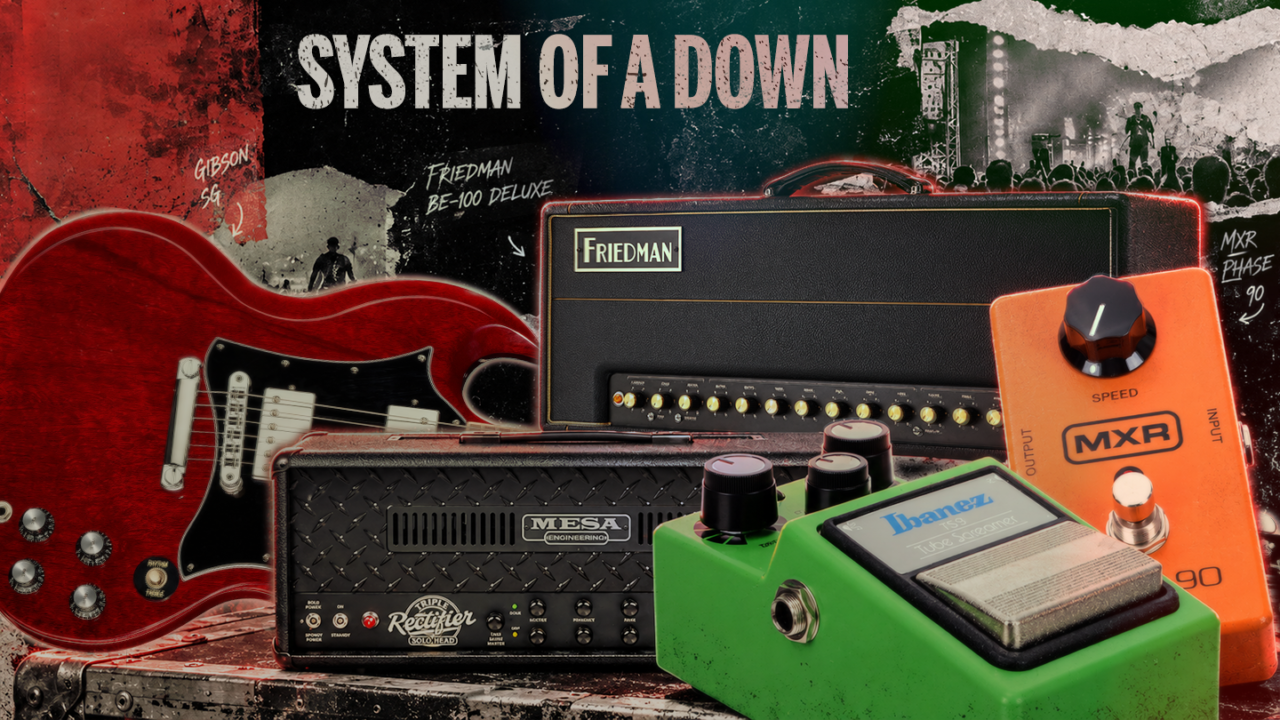 Daron Malakian guitar gear used for the System Of A Down sound, including Gibson SG, Friedman and Mesa/Boogie amps and effects pedals